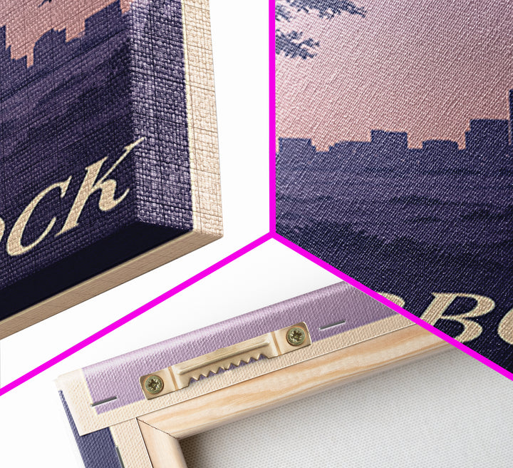 Lubbock Travel Poster, Framed Canvas Print, Retro Sunset Skyline Art, Lubbock Wall Art, Wanderlust Decor, Modern Wall Decor, Art Print