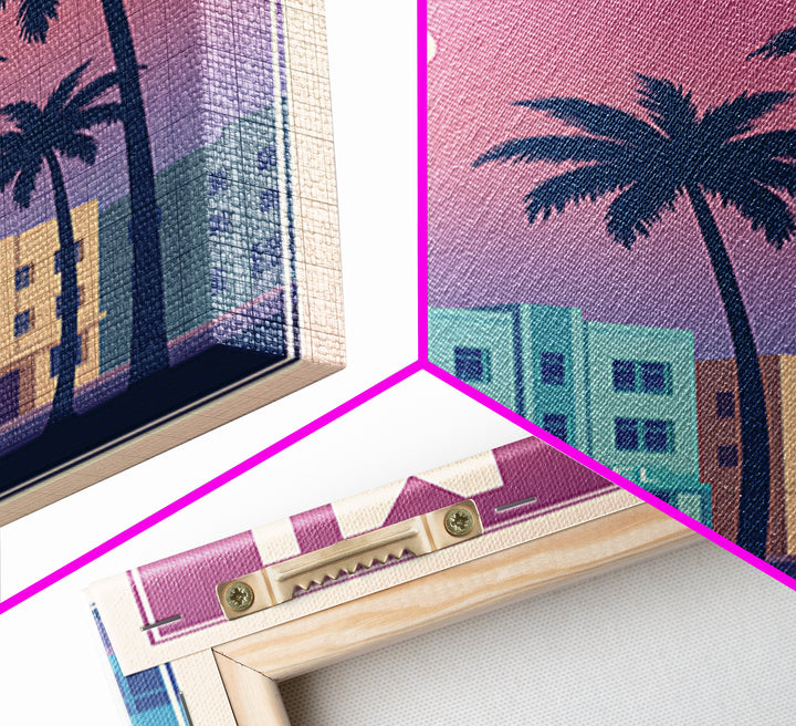 Miami Florida Travel Poster, Canvas Print, Classic Poster Art, Miami Poster Print, City Art Print, Watercolor Skyline Art, Travel Art