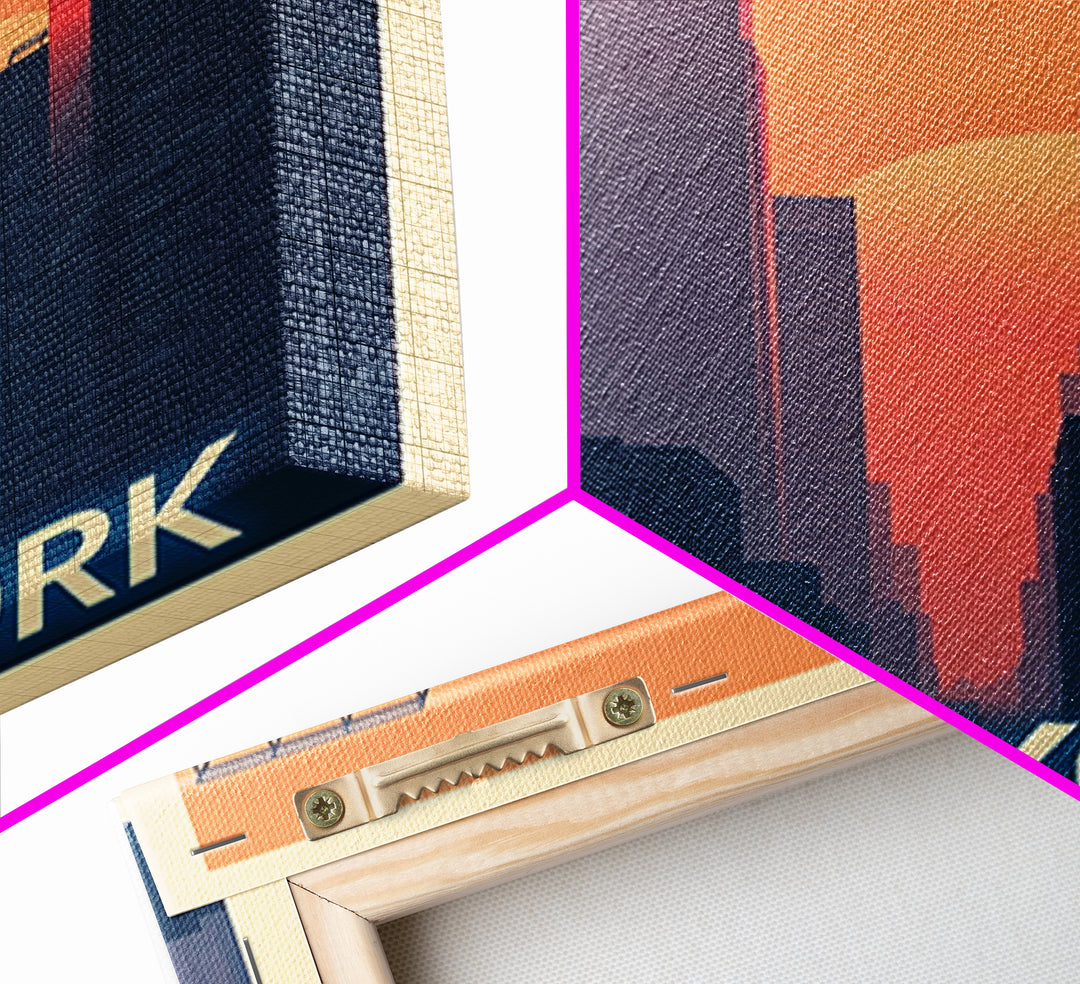 New York Travel Poster, Framed Canvas Print, Mid Century City Wall Art, New York City Art, Wanderlust Decor, Eclectic Wall Decor