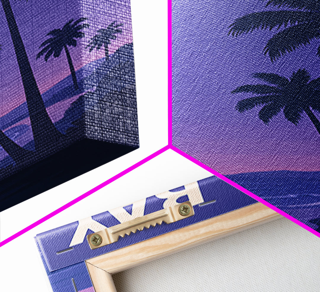 Palm Bay Florida Travel Poster, Canvas Print, Retro Sunset Skyline Art, Palm Bay Poster Print, Poster Art, Wanderlust Decor, Travel Gift
