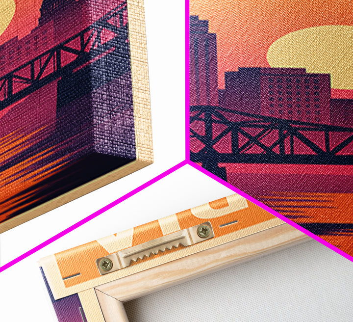 Peoria Travel Poster, Framed Canvas Print, Mid Century City Wall Art, Peoria City Art, Home Office Decor, City Art Print, City Travel Prints