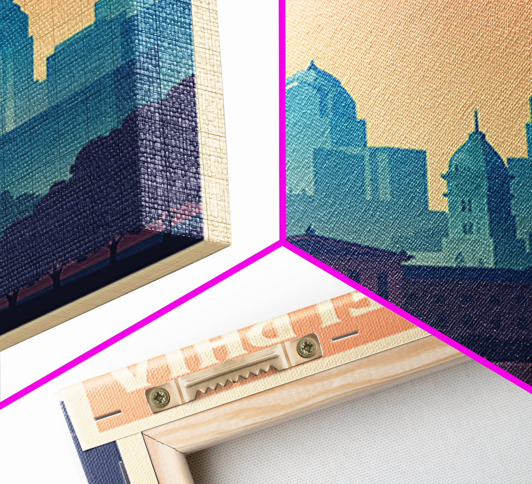 Philadelphia Travel Poster, Framed Canvas Print, Retro Sunset Skyline Art, Philadelphia City Art, Retro Travel Print, City Travel Prints