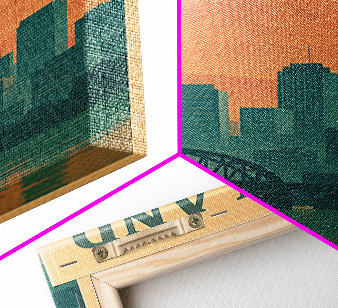 Portland Travel Poster, Framed Canvas Print, Mid Century City Wall Art, Portland Poster Print, Fine Art Print, Vintage Travel Art