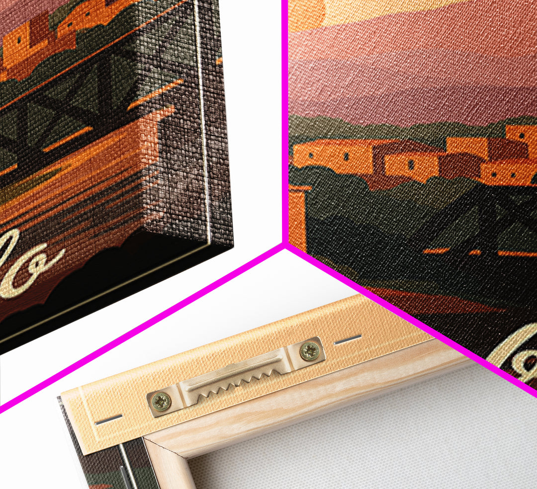 Pueblo Colorado Travel Poster, Canvas Print, Retro Sunset Skyline Art, Pueblo Wall Art, Retro Travel Print, Modern Wall Decor, Travel Gift
