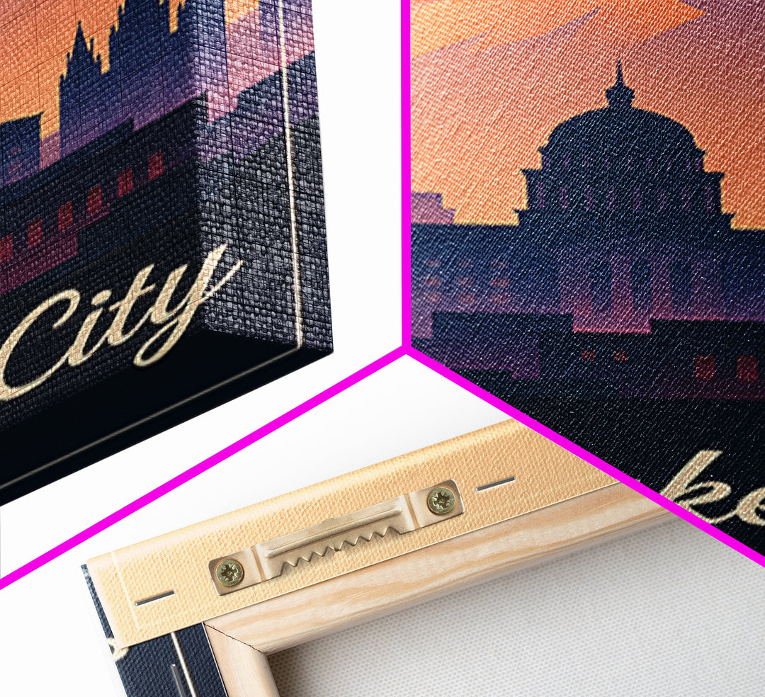 Salt Lake City Utah Travel Poster, Canvas Print, Vintage Travel Poster Art, Salt Lake City City Art, City Illustration, City Art Print
