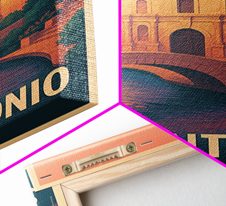 San Antonio Texas Travel Poster, Framed Canvas Print, Mid Century City Wall Art, San Antonio Wall Art, Fine Art Print, Wanderlust Decor