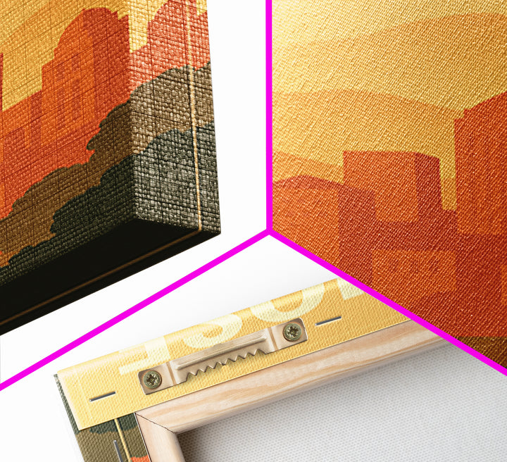 San Jose California Travel Poster, Framed Canvas Print, Retro Sunset Skyline Art, San Jose Poster Print, Fine Art Print, Vintage City Art