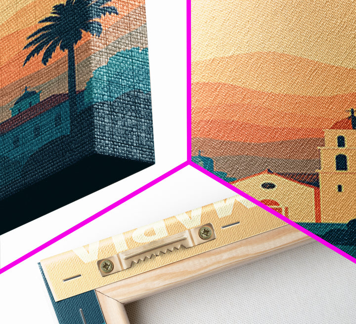 Santa Maria Travel Poster, Canvas Print, Classic Travel Poster Art, Santa Maria Art Print, Travel Poster Set, Watercolor Downtown Skyline