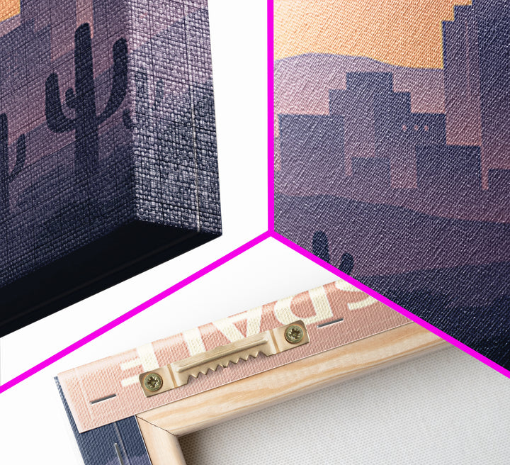 Scottsdale Arizona Travel Poster, Canvas Print, Retro Sunset Skyline Art, Scottsdale Travel Art, Gift For Travelers, Travel Wall Art