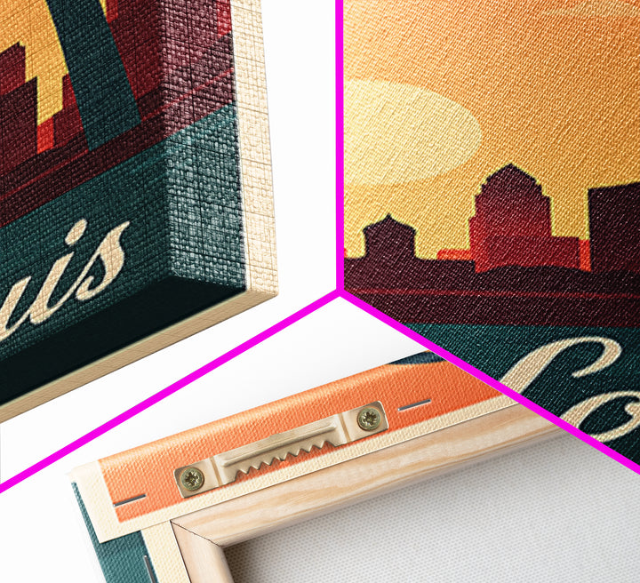 St Louis Missouri Travel Poster, Framed Canvas Print, Mid Century City Wall Art, St Louis Poster Print, Vintage City Art, Travel Poster Set