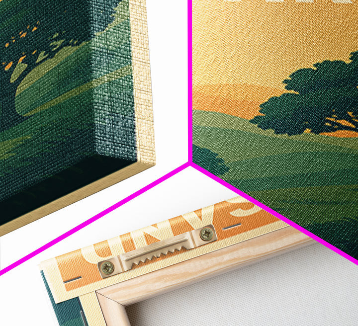 Thousand Oaks Travel Poster, Framed Canvas Print, Retro Sunset Skyline Art, Thousand Oaks Art Print, Vintage City Poster, Retro Travel Print