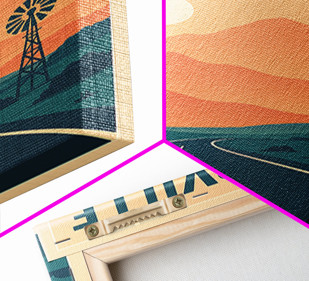 Victorville Travel Poster, Framed Canvas Print, Retro Sunset Skyline Art, Victorville Wall Art, City Art Print, Travel Poster Art