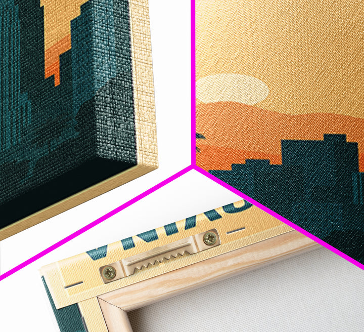 West Covina Travel Poster, Framed Canvas Print, Retro Sunset Skyline Art, West Covina Poster Print, Eclectic Wall Decor, Home Office Decor