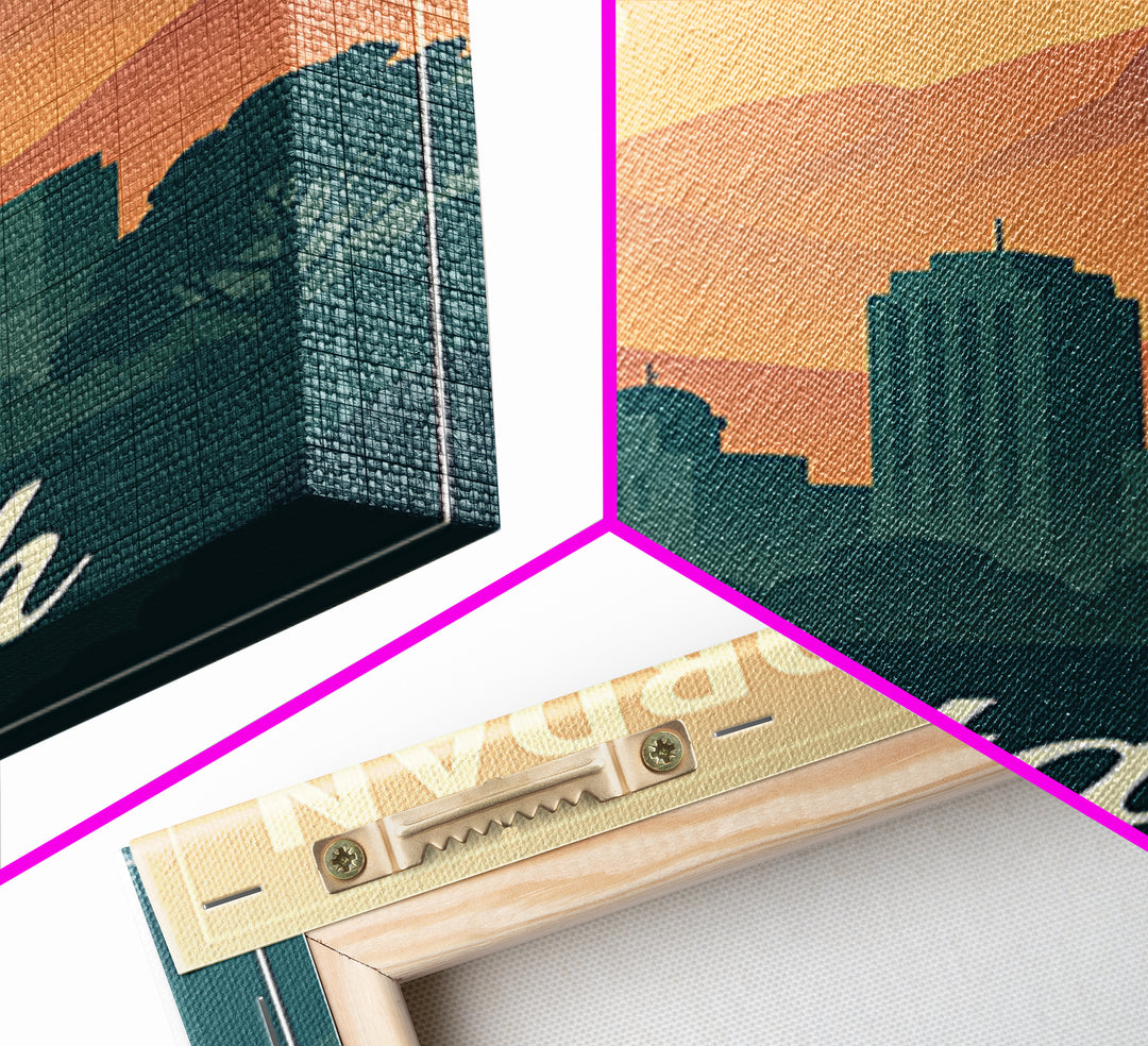 West Jordan Travel Poster, Framed Canvas Print, Retro Sunset Skyline Art, West Jordan Travel Art, City Illustration, Modern Wall Decor