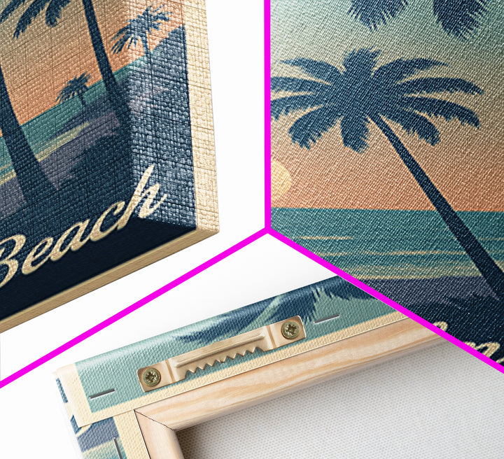 West Palm Beach Travel Poster, Framed Canvas Print, Retro Sunset Skyline Art, West Palm Beach Art Print, Fine Art Print, Travel Poster Art