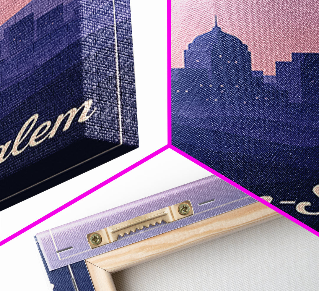 Winston Salem Travel Poster, Framed Canvas Print, Retro Sunset Skyline Art, Winston Salem Poster Print, Retro Travel Print, Fine Art Print