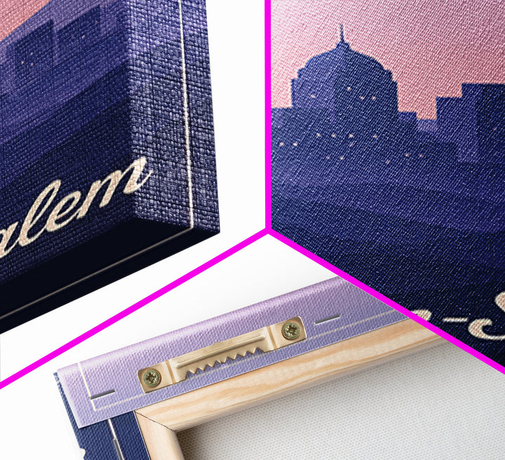 Winston Salem Travel Poster, Framed Canvas Print, Retro Sunset Skyline Art, Winston Salem Poster Print, Retro Travel Print, Fine Art Print