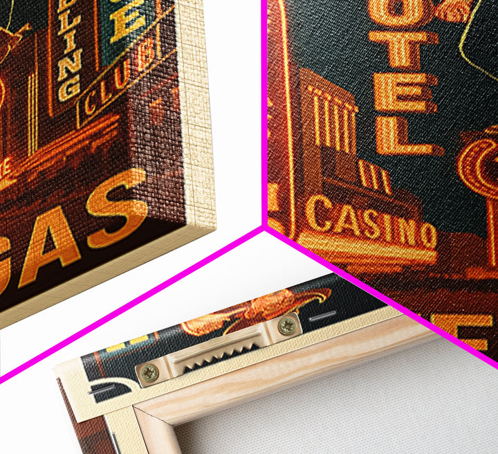 Las Vegas Travel Poster, Canvas Print, Retro City Wall Art, Las Vegas Art Print, Watercolor Downtown Skyline, Travel Art, Wanderlust Decor