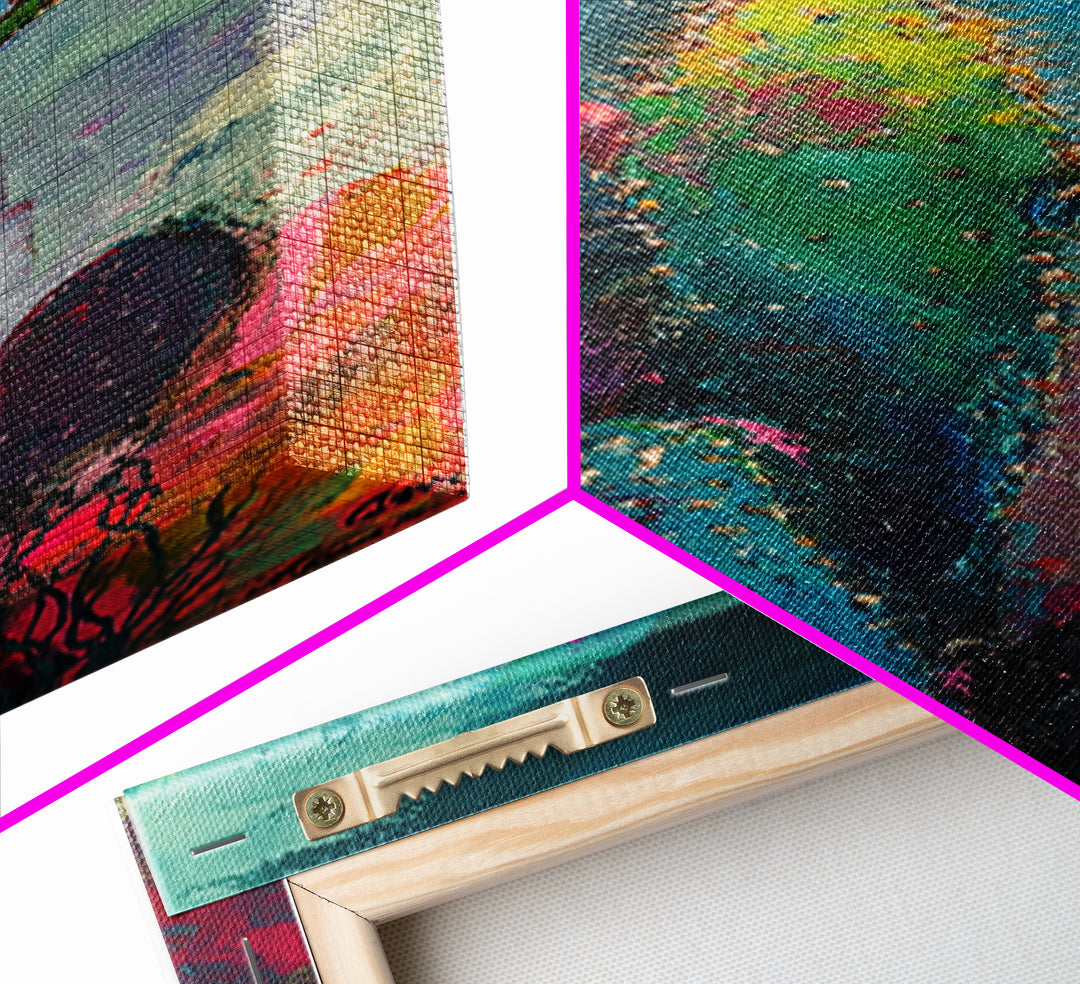 Abstract Desert Cactus Wildflower Art Framed Canvas Print | Southwest Wall Art | Botanical Prints | Boho Wall Art | Moody Art