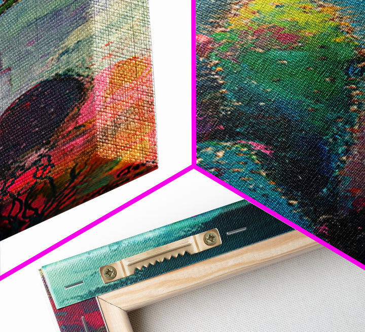 Abstract Desert Cactus Wildflower Art Framed Canvas Print | Southwest Wall Art | Botanical Prints | Boho Wall Art | Moody Art