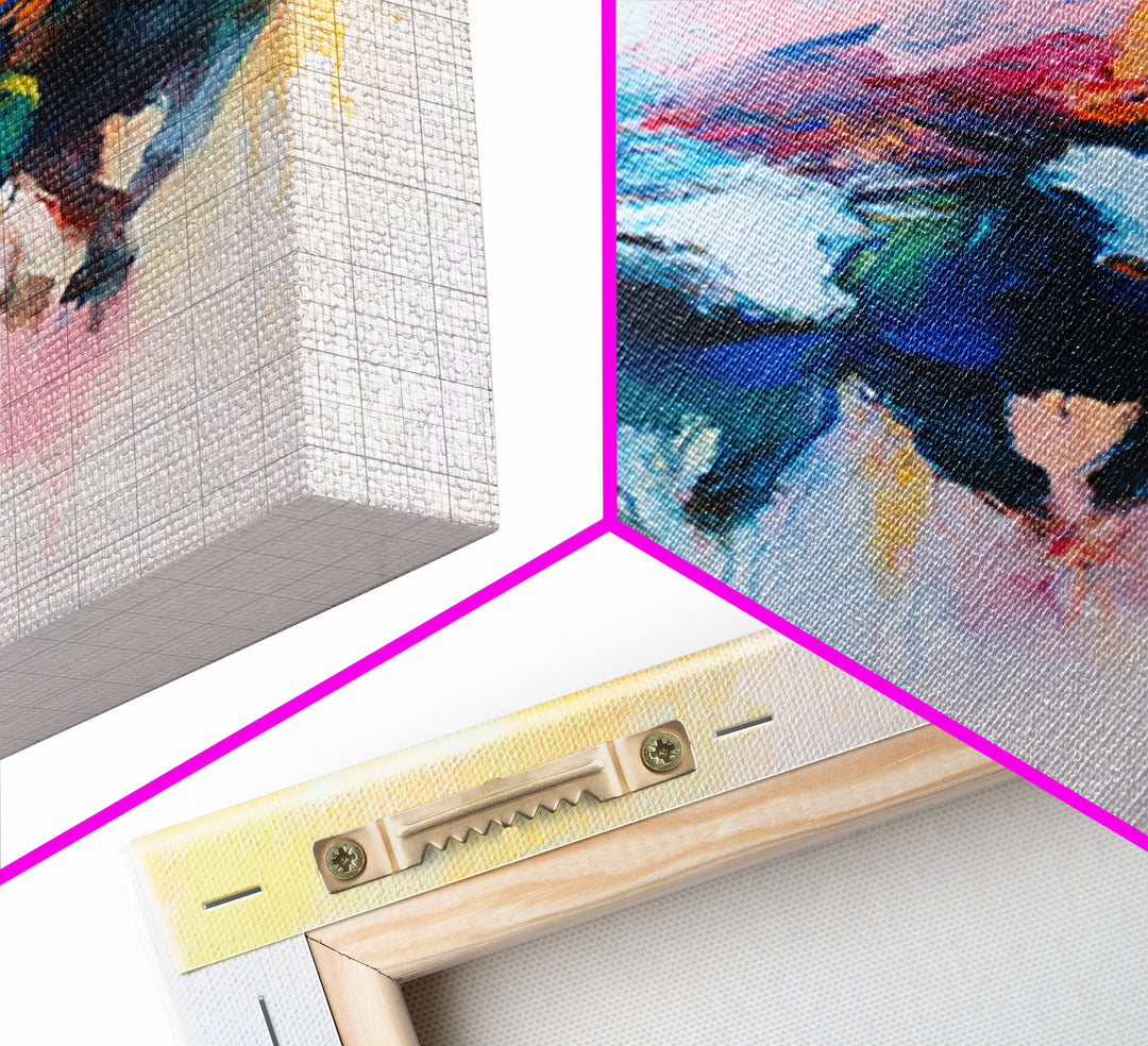 Abstract Horse Art Framed Canvas Print Colorful Western Wall Art, Bull and Bear Art, Moody Art, Farmhouse Art, Rustic Wall Art