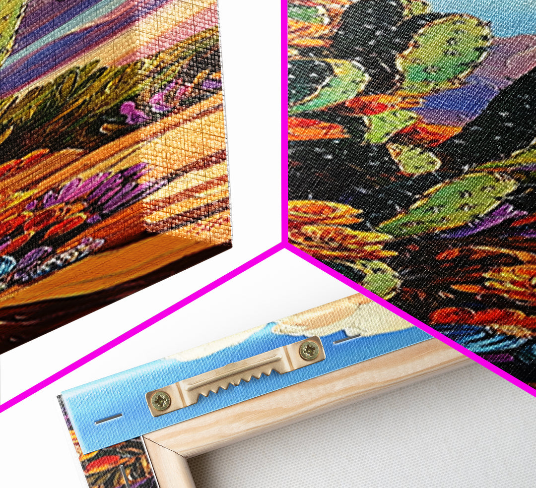 Blooming Cactus Art Framed Canvas Print Desert Floral Wall Art, Botanical Prints, Southwest Wall Art, Nature Art, Tall Narrow Art