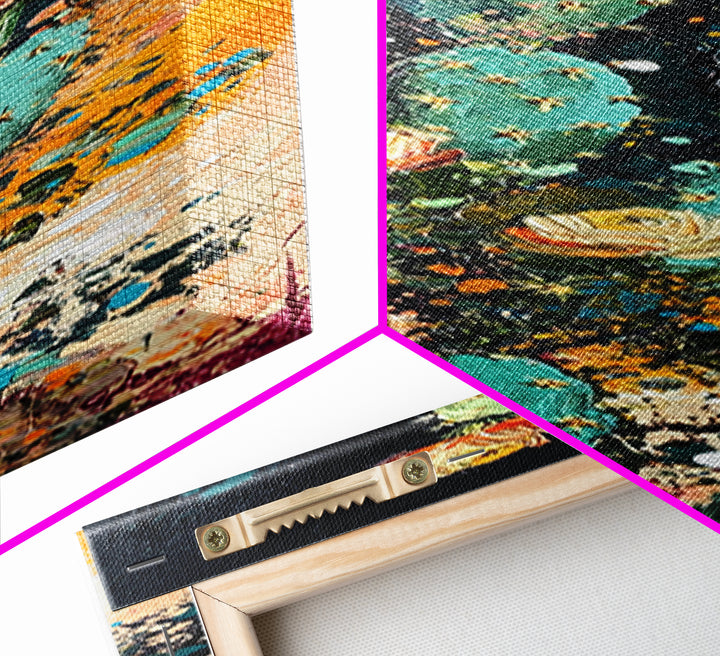 Desert Cactus Bloom Framed Canvas Print Southwest Wall Art Tall Narrow Art Rustic Decor Wildflower Painting