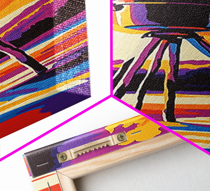 Campfire Under Sunset Framed Canvas Print Southwest Wall Art Rustic Art Moody Art Tall Skinny Art Living Room Art