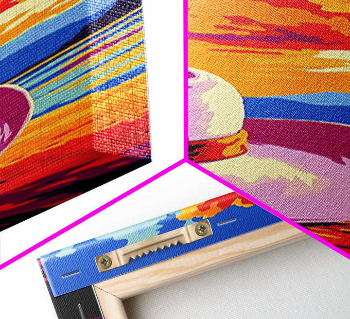 Vibrant Cowboy Hat Canvas Print pink orange wall art southwest wall art extra wide art rustic wall art coastal cowgirl wall art