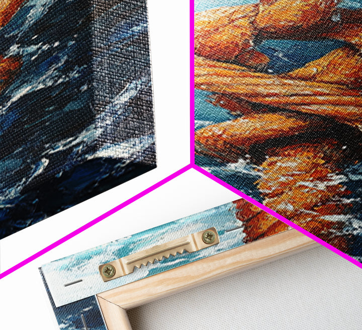 Nautical Rope Knot Painting Framed Canvas Print, Coastal Wall Art, Nautical Decor, Maritime Wall Art, Surf Wall Art, Ocean Art, Extra Wide Art, Rustic Wall Art, Moody Art, Above Couch Art, Gift Idea, Original Painting, Panoramic Art