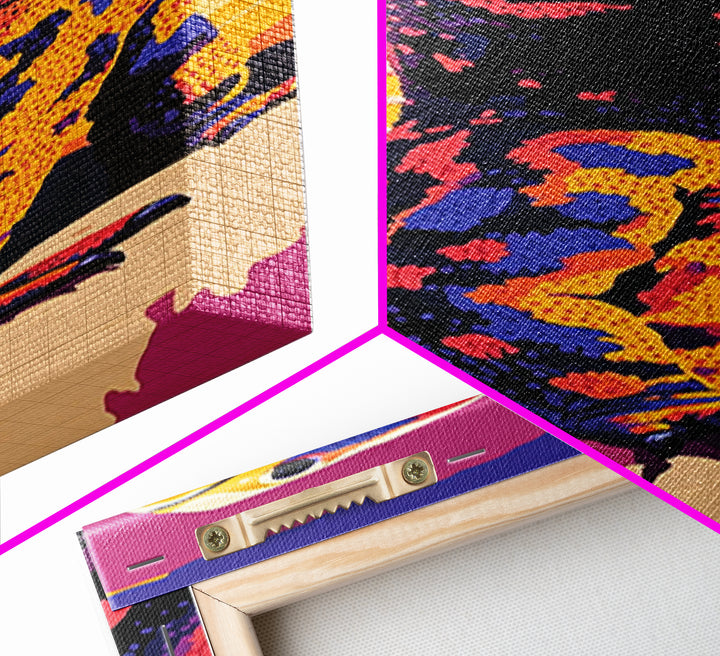 Colorful Lizard Pop Art Framed Canvas Print Whimsical Art Bright Colors Wall Art Southwest Wall Art Geometric Wall Art