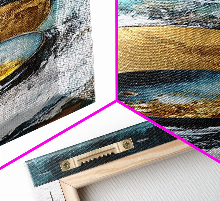 Abstract Gold and Teal Canvas Print Sacred Geometry Wall Art Teal Wall Art Zen Wall Art Moody Art Minimalist Art