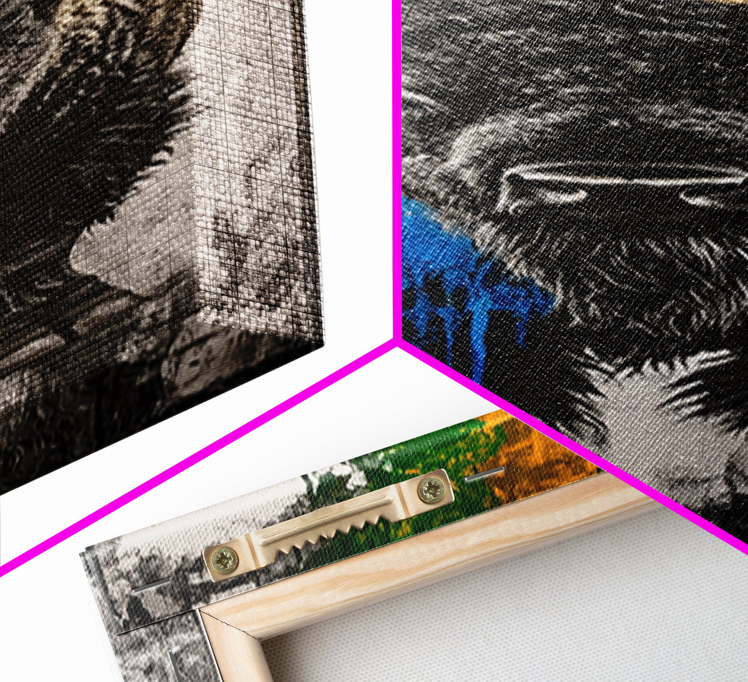 Colorful Bison Canvas Print Pink Orange Wall Art Southwest Wall Art Boho Art Tall Narrow Art Living Room Art Above Couch Art