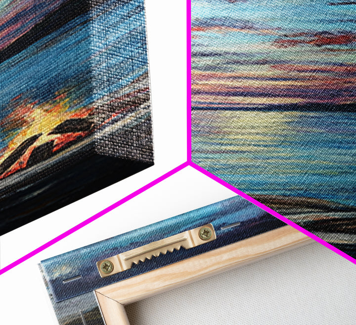 Cozy Campfire Lake View Canvas Print Rustic Wall Art Southwest Art Smoky Mountain Art Nautical Decor Above Couch Wall Art