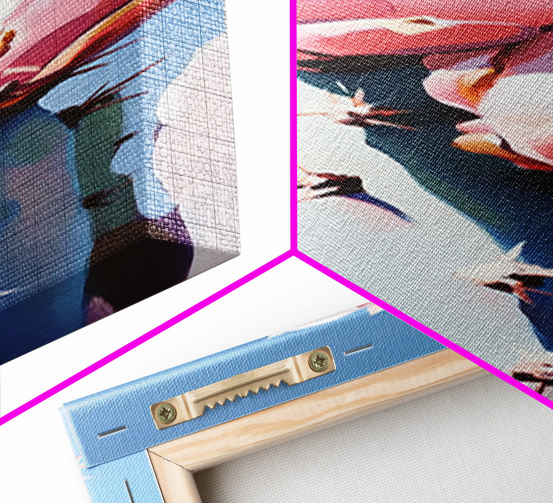 Blooming Cactus Painting Canvas Print, Southwest Wall Art, Botanical Prints, Pink Abstract Art, Desert Decor, Vertical Wall Art