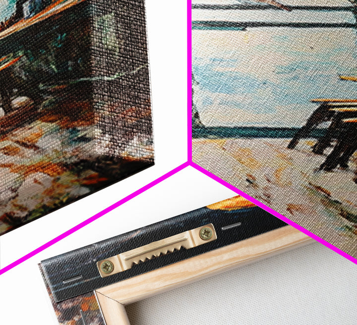 Rustic Bar Scene Framed Canvas Print, Espresso Martini Wall Art, Moody Art, Long Narrow Wall Art, Rustic Decor, Above Sofa Art, Gift Idea