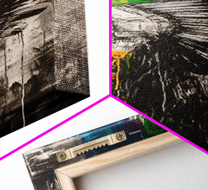 Black and White Headdress Canvas Print Moody Art African Art Dark Angels Wall Art Colorful Graffiti Wall Art Tall Narrow Art