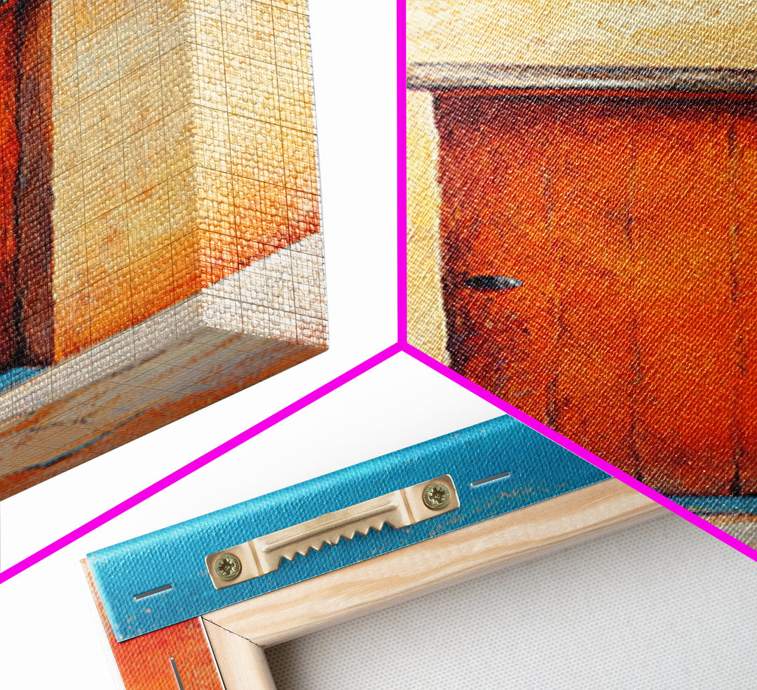 Desert Sunset Door Canvas Print Rustic Southwest Wall Art Warm Earth Tone Art Wabi Sabi Painting Living Room Wall Art