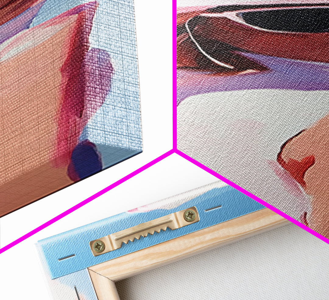 Chic Woman in Pink Hat Light Pink Wall Art Framed Canvas Print Fashion Illustration Modern Home Decor Bedroom Art