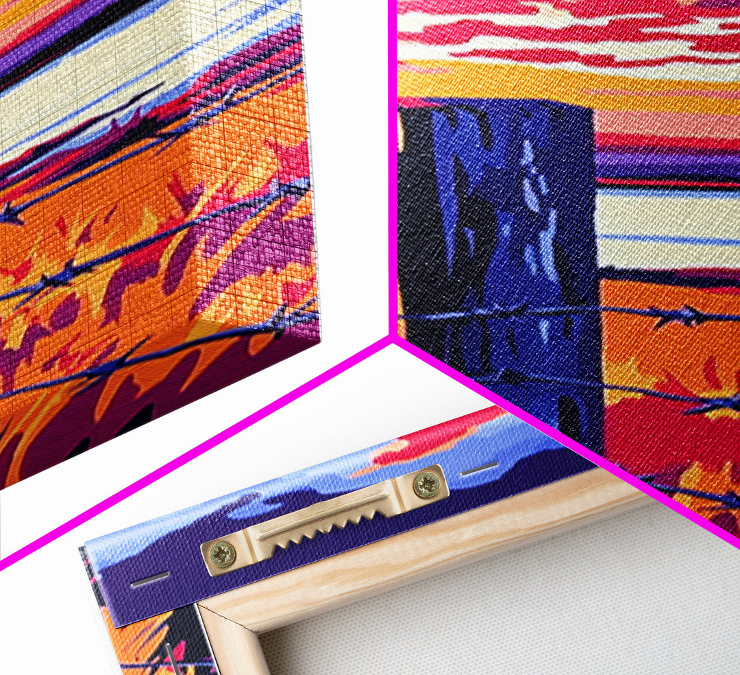 Barbed Wire Fence, Canvas Print, rustic décor, landscape painting, moody art, southwest wall art, coastal landscape art, farmhouse art, gift idea