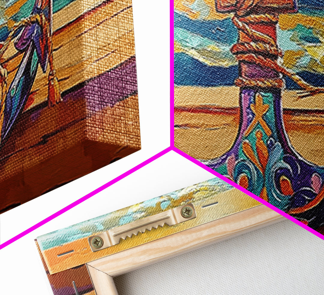 Anchor at Sunset, nautical painting, coastal decor, ocean art, framed canvas print, above sofa art, beach house decor, seascape