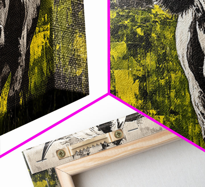 Bull Painting, rustic wall art, bull and bear art, farmhouse decor, green wall art, bold statement art, dramatic painting, Canvas Print