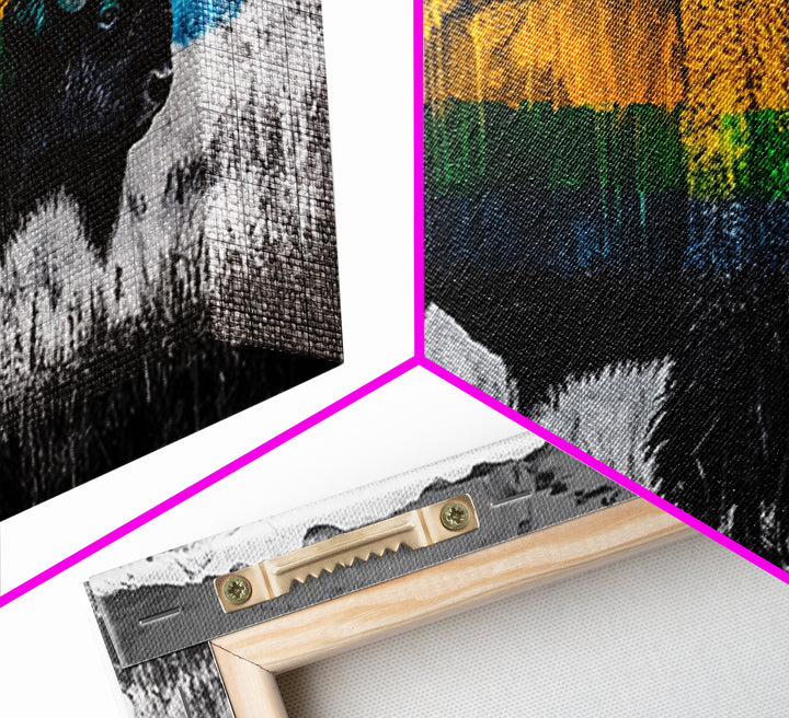 Bison, rustic wall art, mountain painting, western decor, wildlife art, Joshua tree art, extra wide art, Framed Canvas Print, moody art