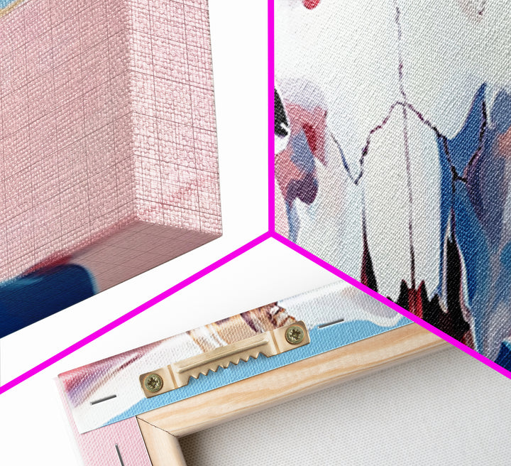 Bull Skull Painting, Southwest Wall Art, Pink and Blue Art, Rustic Western Decor, Framed Canvas Print, Extra Wide Art, Boho Art