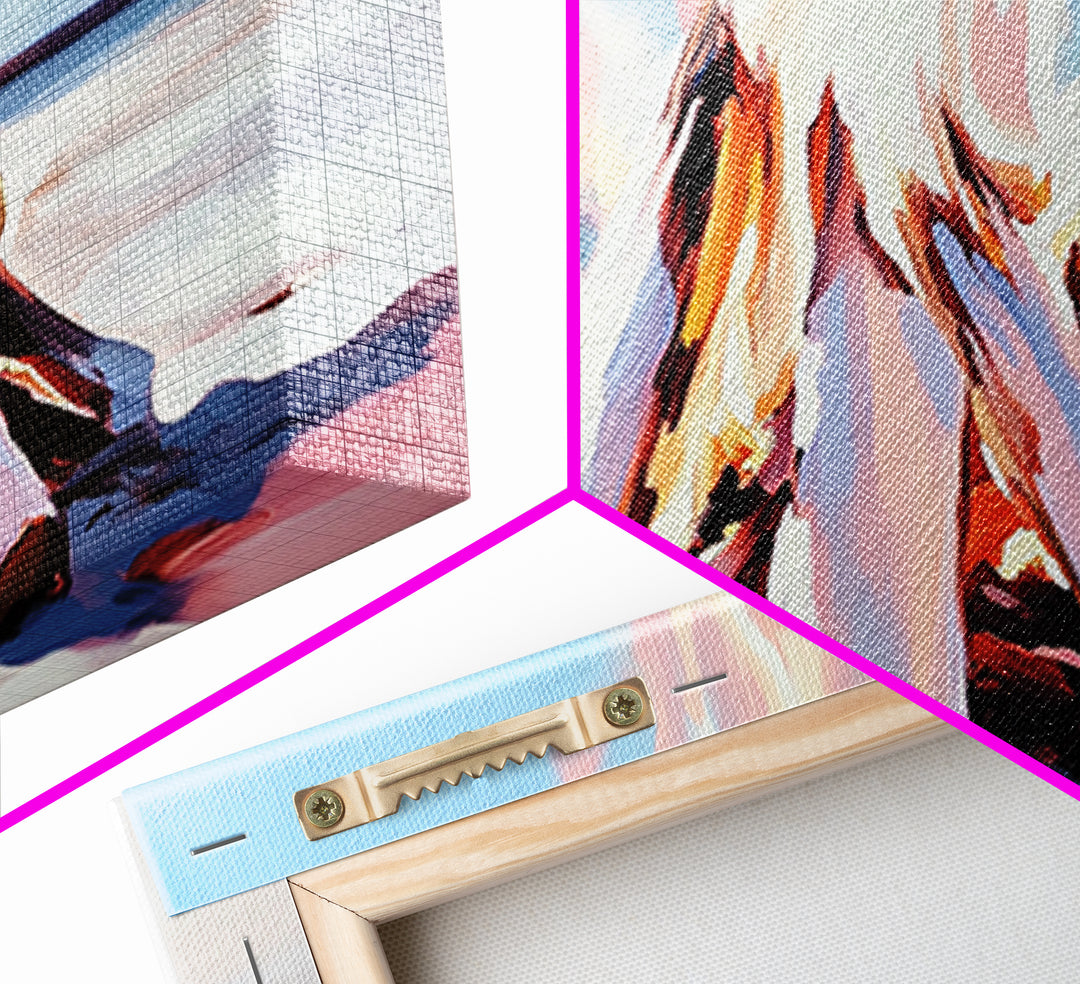 Campfire, moody art, coastal landscape art, framed canvas print, rustic decor, fire painting, extra wide art, landscape painting