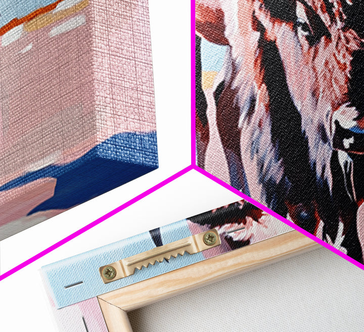 Bison, western art, rustic wall art, framed canvas print, above couch art, farmhouse art, black cowgirl painting, original painting