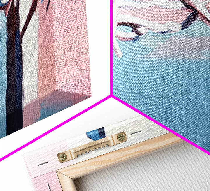 Barbed Wire Fence, rustic decor, pink abstract art, southwest wall art, minimalist art, boho art, framed canvas print