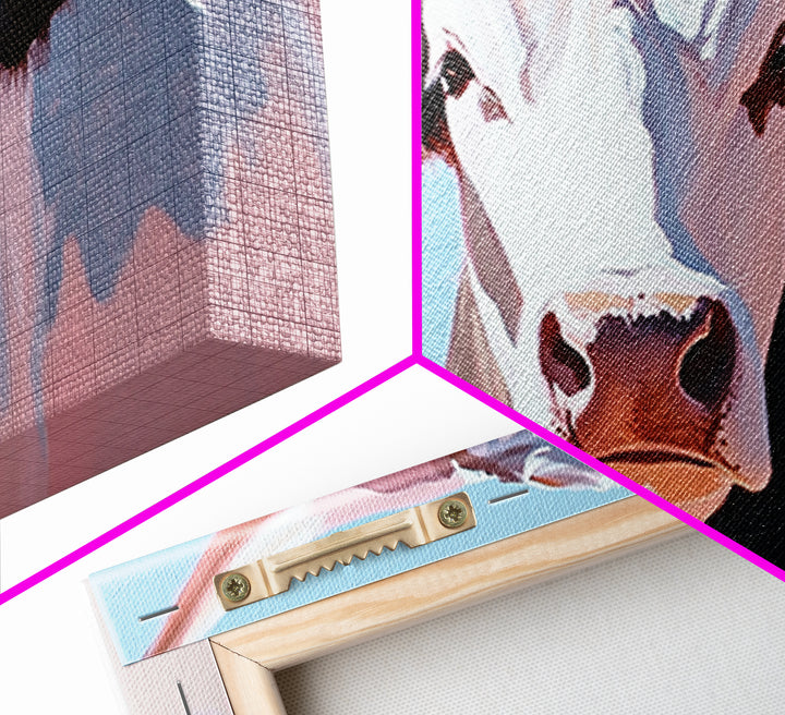 Bull And Bear Art, Rustic Wall Art, Farmhouse Art, Vintage Western Painting, Coastal Cowgirl Art, Framed Canvas Print, Above Couch Art