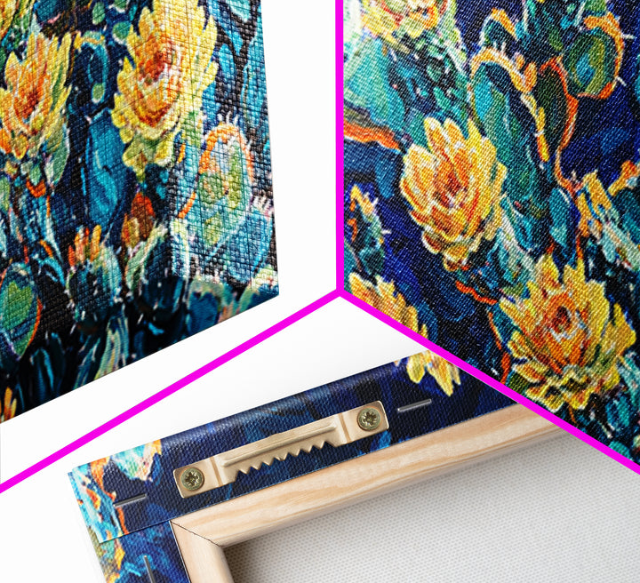 Cactus Bloom, Desert Flowers, Southwest Wall Art, Botanical Prints, Boho Art, Extra Wide Art, Bright Home Decor, Framed Canvas Print