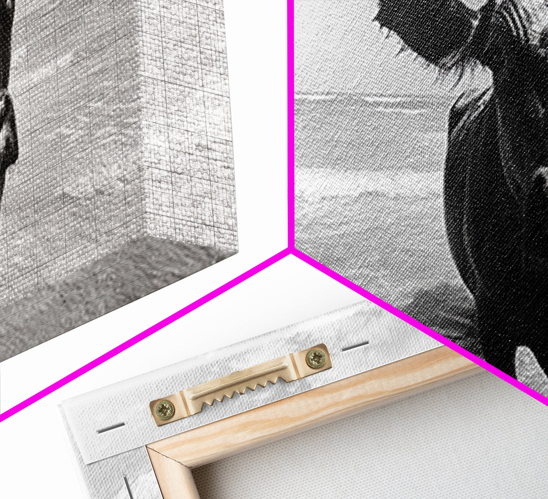 Curious Beach Cow, coastal wall art, cow painting, whimsical art, black and white photography, farmhouse decor, seascape painting, Canvas Print